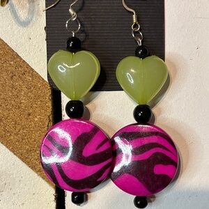 Bold Pink Tiger Print 80s Style Earrings